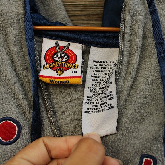 'Looney Tunes' gray quarter zip fleece pull over Tweety hoodie jacket - Picture 7 of 7